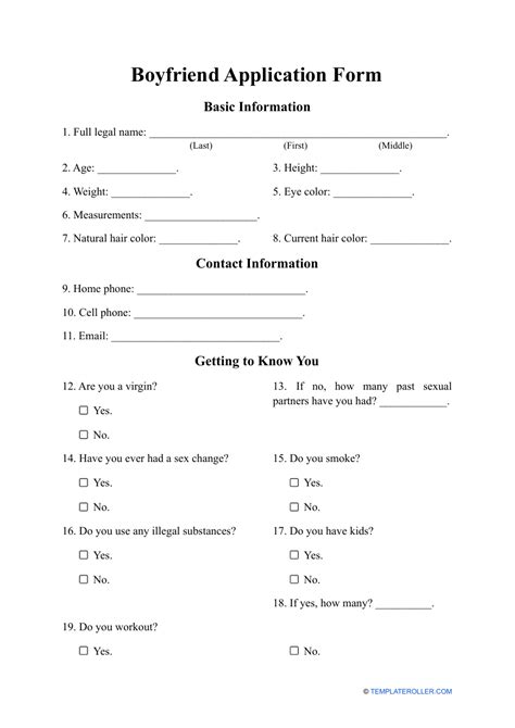 boyfriend/ girlfriend application|34 Official Boyfriend Application Forms [PDF, Word]